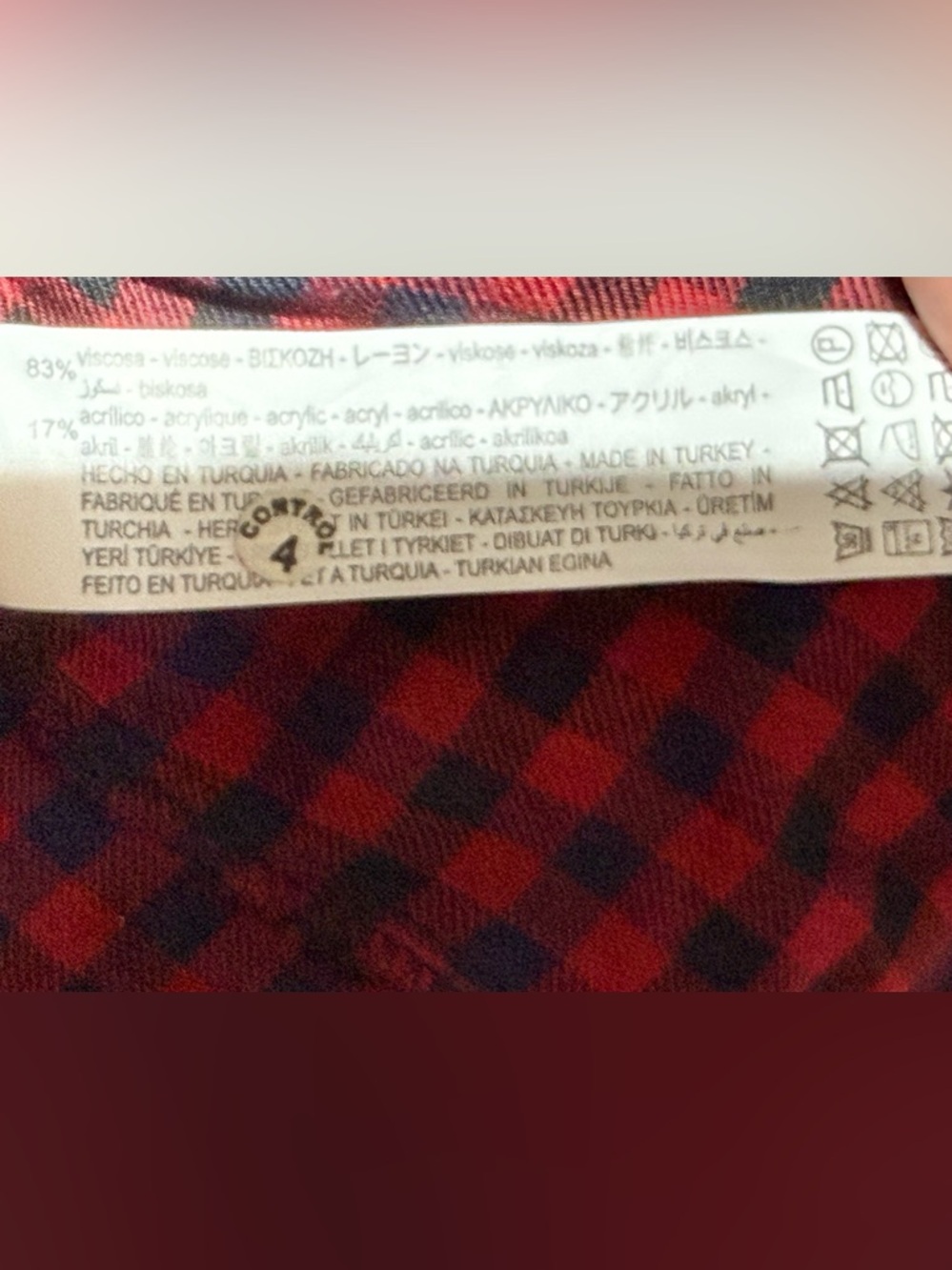 Zara Buffalo plaid red/black checkered baby doll tiered long sleeve minidress XS - Picture 6 of 7